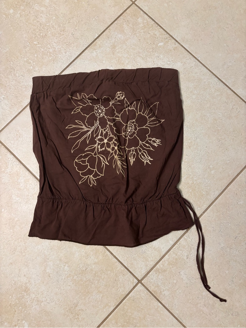 Charlotte Russe Brown Floral Strapless Top